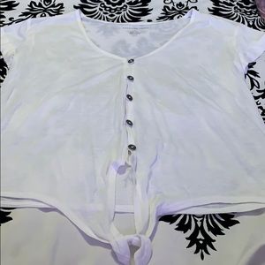 White button-down t-shirt
